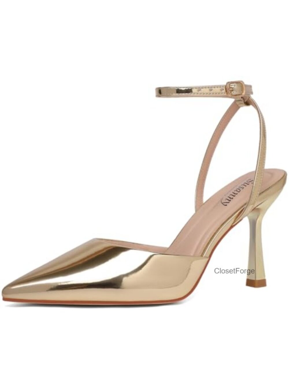 Women's Pointed Toe Stiletto Heels Adjustable Ankle Strap PU Pumps